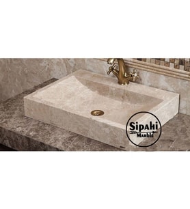 Sipahi Marble Light Emperador Dikdörtgen Lavabo - Batarya Çıkışlı