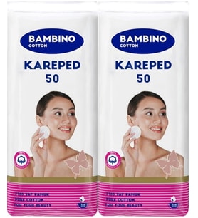 Bambino Cotton Kare Makyaj ve Bebek Temizleme Pamuğu 100 Adet (Kare En-Boy 7CM) (2PK*50)