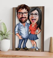 BK Gift Kişiye Özel Sevgililer Karikatürlü 3D Ahşap Tablo-1