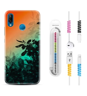 Huawei P20 Lite Mate 10 20 Lite Pro P40 Lite KılıfKablo Koruma Spiral Silikon Güzel Çiçekler 1712