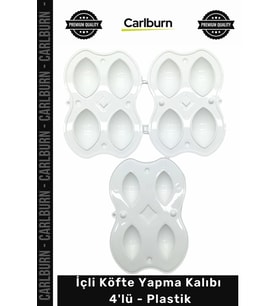 Özel Üretim Gıda Uyumlu Menteşeli Pratik Şekillendirme İçli Köfte Yapma Kalıbı 4'lü Plastik