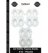 Özel Üretim Gıda Uyumlu Menteşeli Pratik Şekillendirme İçli Köfte Yapma Kalıbı 4'lü Plastik
