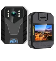 Wifi Li Gece Görüşlü 2 İnç Ekranlı Yaka Kamerası-Mini Kamera (Siyah)