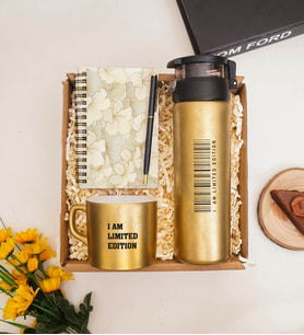En Özel Kişiye Gold Fincan,Cam Suluk, Ahşap Defter, Tükenmez Kalem Hediye Seti