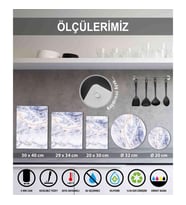30x40 cm Cam Kesme Tahtası Beyaz Mermer 