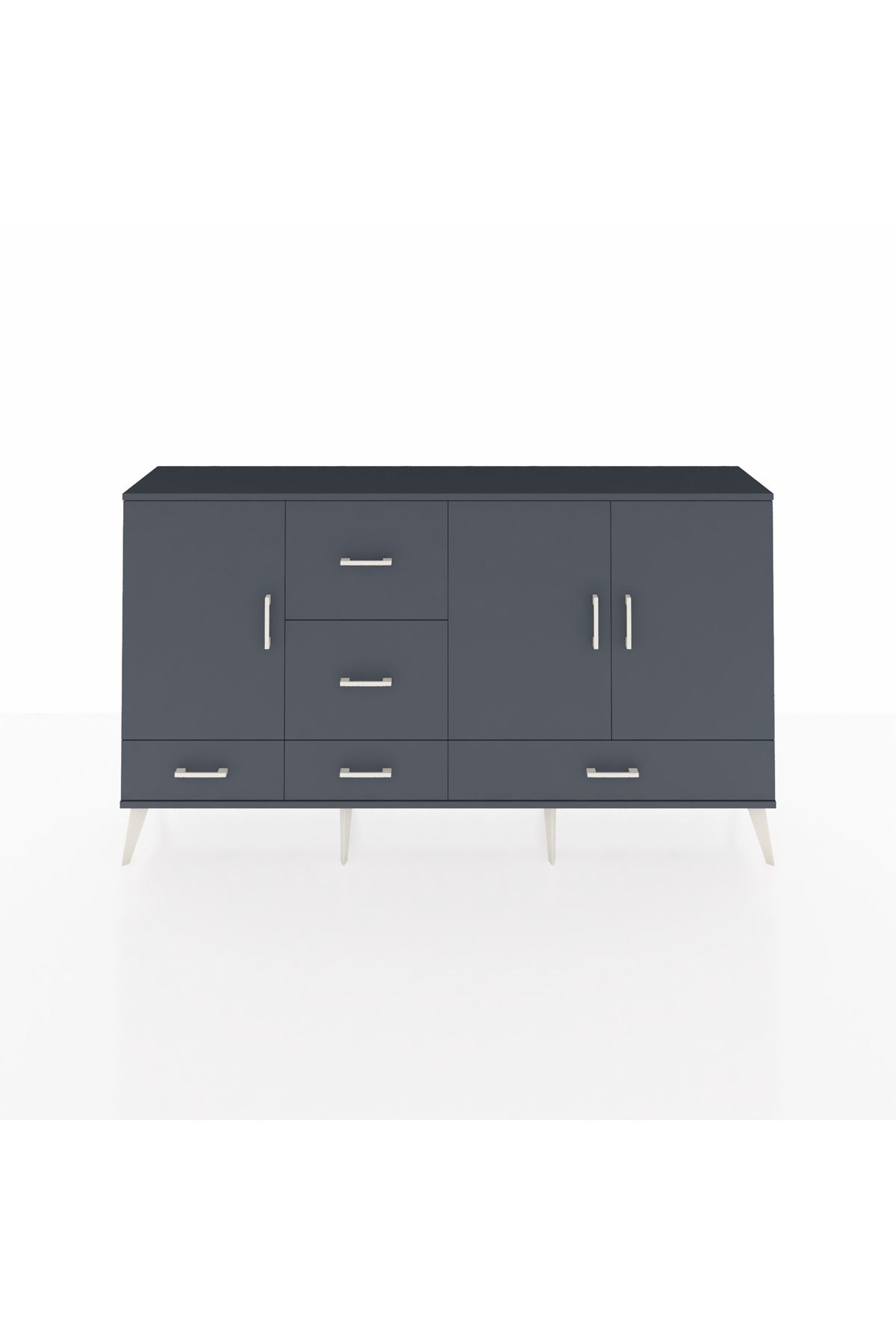 Arges Konsol 4 Raflı 5 Çekmeceli 3 Kapaklı 176x30x99 Antrasit-Antrasit