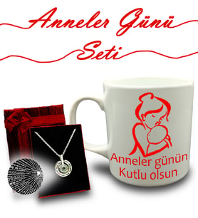 Anneler Gününe Özel Kupa & 100 Dilde Seni Seviyorum Kolye Hediye Seti (Model 1)