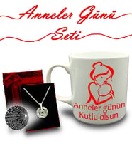 Anneler Gününe Özel Kupa & 100 Dilde Seni Seviyorum Kolye Hediye Seti (Model 1)