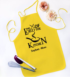 BK Gift Kişiye Özel Lord of The Kitchen Tasarımlı Sarı Mutfak Önlüğü-1
