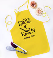 BK Gift Kişiye Özel Lord of The Kitchen Tasarımlı Sarı Mutfak Önlüğü-1