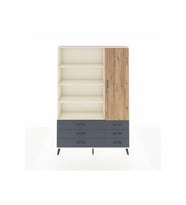 Arges Dolap 8 Raflı 6 Çekmeceli Tek Kapaklı  132x30x195 Aytaşı-Çam/Antrasit