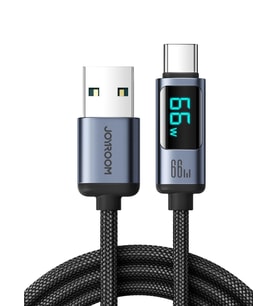 Joyroom 66W USB'den Type-C Dijital Ekranlı Şarj Göstergeli Şarj Kablosu 1.2MT