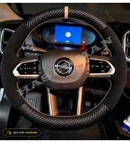 Opel Astra K Dikme Direksiyon Kılıfı Alcantara Süet Mat Karbon Bej Yüzük ve Dikiş Giris ve Orta Alti Çift Serit Delikli 2015-2022