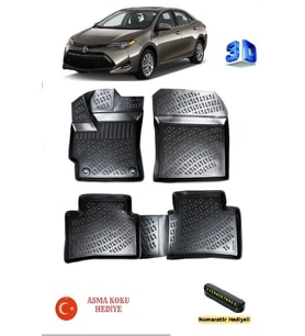 Toyota Corolla 2018 Sonrası Uyumlu 3D Havuzlu Paspas ASMA KOKU VE NUMARATÖR HEDİYELİ