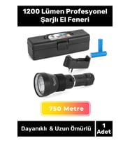 Premium Seri 750 Metre Menzilli Ultra Yüksek Aydınlatma 1200 Lümen Profesyonel Şarjlı El Feneri