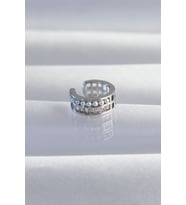 Pirinç Gümüş Renk İncili Baget Taşlı Earcuff Küpe - TJ-BKP9338