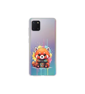 Samsung Galaxy A81 ile Uyumlu Splash Tilki Tasarımlı Şeffaf Silikon Kılıf