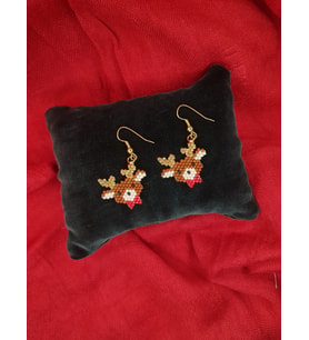 Miyuki Boncuk El Yapımı Geyik Küpe Yılbaşı Christmas Noel