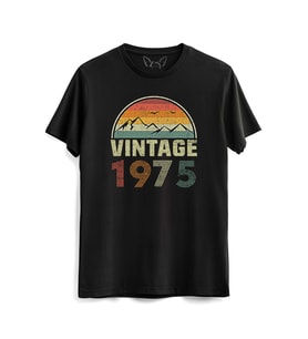 Vintage 1975 Eskitme Siyah Tshirt
