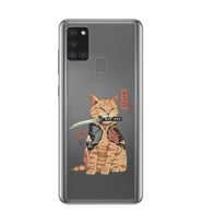 Samsung Galaxy A21S Uyumlu Catana Kedi Tasarımlı Şeffaf Telefon Kılıfı