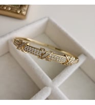 Lente Aksesuar Xuping Lüks Seri Zirkon Taşlı X Model Gold Kelepçe