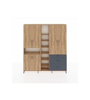 Arges Dolap 13 Raflı 3 Çekmeceli 6 Kapaklı 220x30x243 Çam-Çam/Antrasit