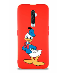 Oppo Reno 2Z Soft Premier Kapak Donald Duck-D Tasarımlı Silikon Kılıf - Kırmızı (Şeffaf)
