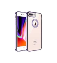 Apple iPhone 7 Plus Uyumlu Kılıf Kamera Korumalı Logo Gösteren Zore Omega Kapak (Lila)