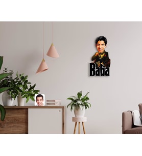 BK Gift Kişiye Özel Godfather Baba Karikatürlü Ahşap Duvar Saati-3 (Beyaz)