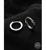 925 Ayar Gümüş Rodyum Kaplama Yuvarlak Unisex Halka Küpe - Çift (2x12mm)