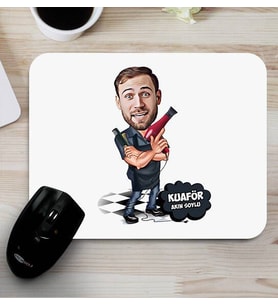 Erkek Kuaföre Hediye Karikatürlü Mousepad