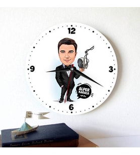 Ses Sanatçısı Erkeğe Hediye Kişiye Özel Karikatürlü Duvar Saati