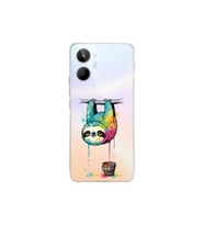 Realme 10 4G ile Uyumlu Splash Tembel Hayvan Tasarımlı Şeffaf Silikon Kılıf