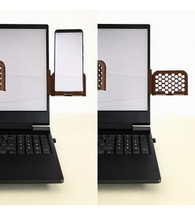 3D Baskı Monitor Telefon Tutucu - Petek Desenli Laptop Kenar Telefon Tutucu-Kahverengi