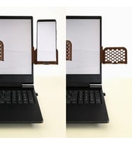 3D Baskı Monitor Telefon Tutucu - Petek Desenli Laptop Kenar Telefon Tutucu-Kahverengi
