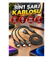Metal Başlıklı 3’ü 1 Arada Şarj Kablosu – Akıllı Çipli Çoklu Cihaz Uyumu
