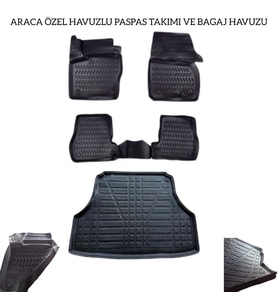 Citroen C-Elysee 2012-2022 Araca Özel 3D Havuzlu Siyah Rames Paspas+Bagaj Havuzu Set