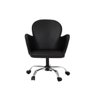 Krom Metal Ayaklı Ofis Çocuk Odası Çalışma Sandalyesi (AYARLANABİLİR) SUNİ DERİ KELEBEK (Siyah)