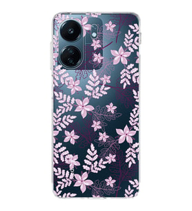 PrintiFy Xiaomi Redmi 13C Uyumlu Kamera Korumalı Floral Pudra Tasarımlı Şeffaf Silikon Kılıf