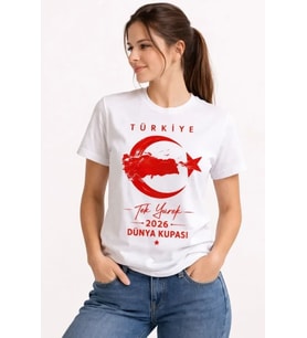 TÜRKİYE Ay Yıldız 2026 Dünya Kupasi Taraftar Forma T-Shirt - Beyaz