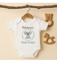 Pia Baby B44 %100 Pamuk Babasının Minik Koalası Yazılı Tasarlanabilir Bebek Body (Ekru)