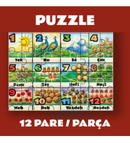 Pazil Bi Kurdî Hejmar Sayılar - Kürtçe Magnetli Puzzle Yapboz (12 Pare/Parça - A5) (Çok Renkli)