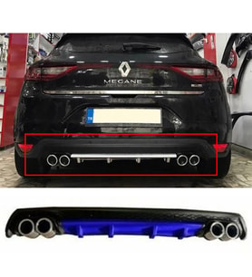 Renault Megane 4 HB Mavi Difüzör Çiftli Yuvarlak Egzoz Görünümlü D Tip Difizör