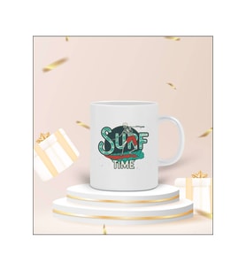 "Surf Time" Tasarımlı Kupa Bardak (Beyaz)