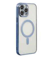 Newface Apple iPhone 14 Pro Kılıf Magneticsafe Lazer Silikon - Sierra Blue