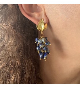 Lapis Lazuli Doğaltaş Salkım Küpe