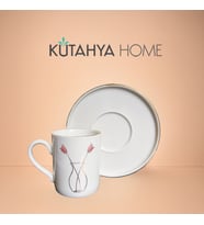 Tulipya 6 Kişilik Porselen Türk Kahvesi Fincanı Takımı – Hediyelik, Şık Tasarım (Krem)