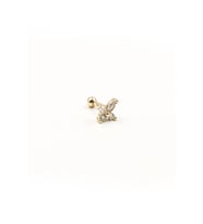 Işıltılı Kelebek Desenli Zirkon Tragus Piercing – Gold  Anti Alerjik, Rengi Solmaz