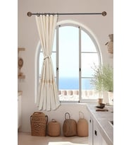 Naturel Fırfırlı Dantelli Perde Vintage (Krem)
