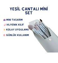 Hzl 8'li Yeşil Makyaj Fırça Seti  Yeşil Çantalı Mini Set